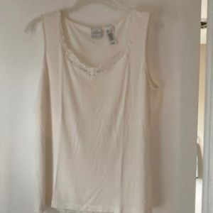 Sleeveless off white woman top